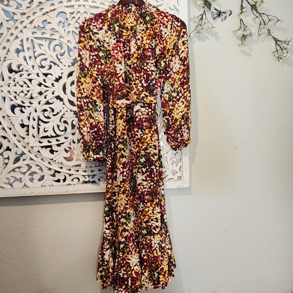 HOBBS LONDON CAMELLIA FLORAL MIDI DRESS HIGH NECK SIZE 8 - Picture 2 of 16